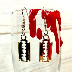Razor Blade Earrings Halloween Horror Accessory
